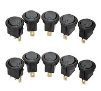 Mintice 10 Pezzi Auto 12V 16A Pulsanti Interrutore a Bilanciere Rotonda Luce Blu LED Acceso Spento Punto Interruttore a Levetta Pulsante