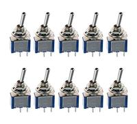 Mintice 10 Pezzi On off Mini Miniatura Interruttore a Levetta in Metallo Auto del Cruscotto del Precipitare Spst 2 Posizione Terminale a Saldare Blu
