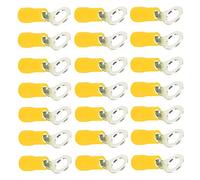 Mintice 100 Pezzi 1/4" Anello Rame Connettore Terminale Isolato 10-12 AWG | Giallo Filo Crimpare Kit Cavo Connettori Elettrico Capocorda Presto M6