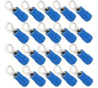 Mintice 100 Pezzi 1/4" Anello Rame Connettore Terminale Isolato 14-16 AWG | Blu Filo Crimpare Kit Cavo Connettori Elettrico Capocorda Presto M6