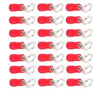 Mintice 100 Pezzi Rosso 1/4" Anello di Rame Connettore Terminale Isolato 16-22 Ga AWG Filo Crimpare Kit Cavo Connettori Elettrico Capocorda Presto M6