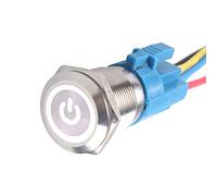 Mintice 19 Millimetri 12V 5A Bianca Veicolo Auto Luce dell'occhio di Angelo energia Interruttore a Bottone in Metallo Pulsante LED Presa di Corrente