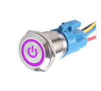 Mintice™ 19 millimetri 12V 5A Viola veicolo auto luce dell'occhio di angelo energia interruttore a bottone in metallo pulsante LED Presa di corrente