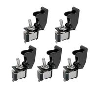 Mintice 5 Pezzi 12V 20A Copertina Nero Interruttore a Levetta in Metallo Spst On Off 2Pin Interruttore a Bilanciere Veicolo Auto Impermeabile