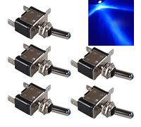 Mintice 5 Pezzi 12V 20A Luce LED Blu Interruttore a Levetta in Metallo Spst ON/OFF Interruttore a Bilanciere Barca Veicolo Auto