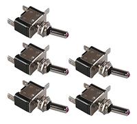 Mintice 5 Pezzi 12V 20A Luce LED Rosso Interruttore a Levetta in Metallo Spst ON/off Interruttore a Bilanciere Barca Veicolo Auto