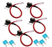 Mintice 5 Pezzi 12V 24V Portafusibili a Lama con Filo ADD-a-Circuit Adattatore Fusibile Tap Mini Aggiunta di Rubinetto Tappo Presa Barca