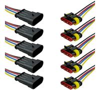 Mintice 5 Pezzi 4 Pin Auto Impermeabile Connettore Kit Presa Auto Connettori Spina Elettrici Cavi Terminali Connettore Filo 16 Awg Calibro Marino