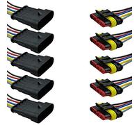 Mintice 5 Pezzi 5 Pin Auto Impermeabile Connettore Kit Presa Auto Connettori Spina Elettrici Cavi Terminali Connettore Filo 16 Awg Calibro Marino