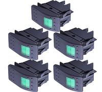 Mintice 5 Pezzi Auto Marino Spinta Pulsante Interruttore a Levetta Verde LED della Lampada Interruttore a Bilanciere Cruscotto Pannello 4 Terminale