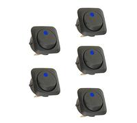 Mintice 5 X 25mm Veicolo Auto Camion Barca Rotondo Interruttore a bilanciere Interruttore a bilanciere Luce Blu LED 12V 25A