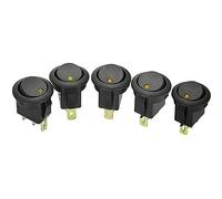 Mintice™ 5 X auto 12V 16A pulsanti interrutore a bilanciere dot rotonda luce giallo LED acceso spento interruttore a levetta
