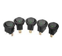 Mintice™ 5 X auto 12V 16A pulsanti interrutore a bilanciere dot rotonda luce verde LED acceso spento interruttore a levetta