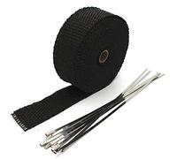 Mintice 5CM X 10M Nastro Termico Isolante Nero Benda Termica Scarico Fibra Vetro Tubo Calore Scarico Protezione Moto con 6 Fascette Acciaio