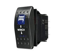 Mintice Auto 12V 20A LED Blu Luce Pannello Momentaneo Interruttore a Bilanciere Pulsante Verricello Cruscotto Impermeabile Camion 7Pin Winch Light