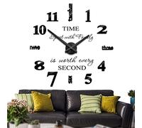 Mintime Senza Cornice Grande 3D Fai da te Orologio Mute Specchio Adesivi Casa e Ufficio Scuola Decorazione Nero-14