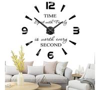 Mintime Senza Cornice Grande 3D Fai da te Orologio Mute Specchio Adesivi Casa e Ufficio Scuola Decorazione (Nero-73)