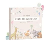Mintkind Album fotografico per bambini, colore beige, libro dei ricordi, compleanno dei bambini, con pagine di riempimento, album dei ricordi da 1 a 12 anni, regalo di nascita per ragazzi e ragazze