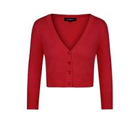 MINTLIMIT Cardigan da donna a 3/4 manica corta lavorato a maglia con quattro bottoni in stile vintage coprire bottoni in giù bolero scrolla, Rosso, S