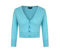 MINTLIMIT Cardigan da donna a maniche a 3/4 lavorato a maglia con quattro bottoni vintage copriabiti con bottoni Blu brillante S