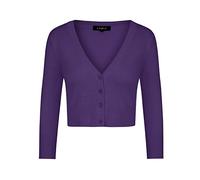 MINTLIMIT Cardigan da donna con maniche a 3/4, lavorato a maglia, cardigan corto con quattro bottoni, vestito vintage coprente con bottoni, Viola scuro, M
