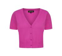 MINTLIMIT Cardigan da donna con maniche a 3/4, lavorato a maglia, cardigan corto con quattro bottoni, vestito vintage coprente con bottoni, Manica corta-rosa caldo, XL