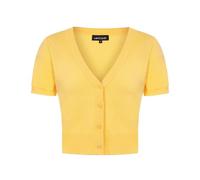 MINTLIMIT Cardigan da donna con maniche a 3/4, lavorato a maglia, cardigan corto con quattro bottoni, vestito vintage coprente con bottoni, Manica corta-giallo, XL