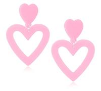 Mintolex Orecchini a forma di cuore in acrilico Y2K, per donne, San Valentino, idea regalo, colore: rosso e rosa acceso, Acrilico, Nessuna pietra preziosa