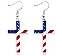 Mintolex Orecchini da donna con bandiera americana 4 luglio, orecchini pendenti a forma di stella patriottica, da donna, regalo per il giorno dell'indipendenza, Zinco, Nessuna pietra preziosa