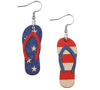 Mintolex Orecchini estivi Hawaii da donna, divertenti orecchini da spiaggia in legno con stampa su entrambi i lati, per Luau Hula Party Vocation, leggeri, tropicali di palma da cocco, infradito, a