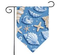 Mintoprints Bandiera da giardino a forma di stella marina, conchiglie, 30,5 x 45,7 cm, double face, motivo losanga marina, bandiera da giardino per cortile, decorazione esterna