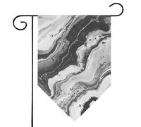 Mintoprints Bandiera da giardino bianca e nera, 30,5 x 45,7 cm, doppia faccia, astratta, in marmo, losanga, bandiera da giardino per cortile, decorazione esterna