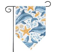 Mintoprints Bandiera da giardino con animali marini, 30,5 x 45,7 cm, doppia faccia, graziosa stella marina, losanga, bandiera da giardino per cortile, decorazione esterna
