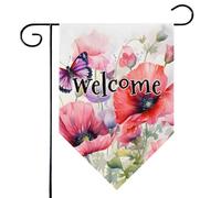 Mintoprints Bandiera da giardino con farfalle e papaveri, 30,5 x 45,7 cm, double face, decorazione per esterni