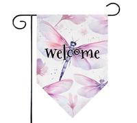 Mintoprints Bandiera da giardino con libellula viola, 30,5 x 45,7 cm, double-face, colorata, a forma di losanga, decorazione per esterni