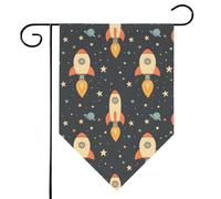 Mintoprints Bandiera da giardino con navi razzi, 30,5 x 45,7 cm, doppia faccia, razzo spaziale, losanga, bandiera da giardino per cortile, decorazione esterna