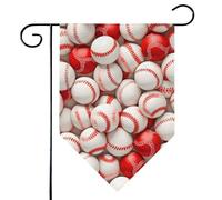Mintoprints Bandiera da giardino da baseball, 30,5 x 45,7 cm, double-face, bianca con losanga da baseball, bandiera da giardino per cortile, decorazione esterna