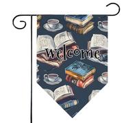 Mintoprints Bandiera da giardino di benvenuto, 30,5 x 45,7 cm, double face, vintage, libro educativo, losanga, cortile, bandiera decorativa per esterni