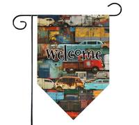 Mintoprints Bandiera da giardino di benvenuto colorata vintage per auto, 30,5 x 45,7 cm, double face, decorazione per esterni