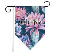Mintoprints Bandiera da giardino di benvenuto con cactus tropicale, 30,5 x 45,7 cm, double face, cactus, losanga, cortile, bandiera decorativa per esterni