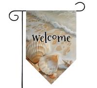 Mintoprints Bandiera da giardino di benvenuto costiera spiaggia 30,5 x 45,7 cm double face conchiglia stella marina corallo losanga Yard bandiera esterna decorazione