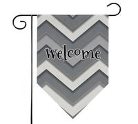 Mintoprints Bandiera da giardino di benvenuto grigia 30,5 x 45,7 cm, double-face, motivo a zigzag, motivo a zigzag, decorazione per esterni
