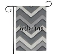 Mintoprints Bandiera da giardino di benvenuto grigia 30,5 x 45,7 cm su entrambi i lati grigio a zigzag strisce Chevron modello bandiera da giardino per cortile decorazione esterna