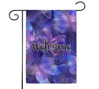 Mintoprints Bandiera da giardino di benvenuto viola 30,5 x 45,7 cm doppia bandiera da giardino farfalla per la decorazione esterna del cortile