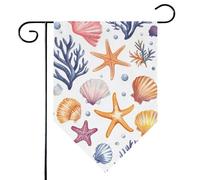 Mintoprints Bandiera da giardino oceanica 30,5 x 45,7 cm, doppia faccia conchiglia stella marina corallo losanga bandiera da giardino per cortile decorazione esterna