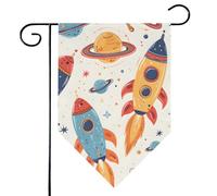 Mintoprints Bandiera da giardino spaziale 30,5 x 45,7 cm, doppia faccia, galassia, razzi, losanga, bandiera da giardino per cortile, decorazione esterna