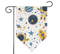 Mintoprints Bandiera da giardino spaziale 30,5 x 45,7 cm, double face, astronauta, stelle, losanga, bandiera da giardino per cortile, decorazione esterna