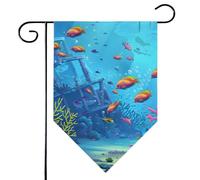 Mintoprints Bandiera da giardino subacquea con pesci oceanici, 30,5 x 45,7 cm, doppia faccia, losanga, bandiera da giardino per cortile, decorazione esterna