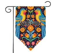 Mintoprints Bandiera floreale del Messico da giardino di benvenuto 30,5 x 45,7 cm double face uccelli messicani losanga Yard bandiera decorazione esterna