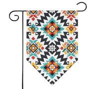 Mintoprints Bandiera geometrica azteca sud-occidentale da giardino, 30,5 x 45,7 cm, double face, astratta, moderna, losanga, bandiera da giardino per cortile, decorazione esterna